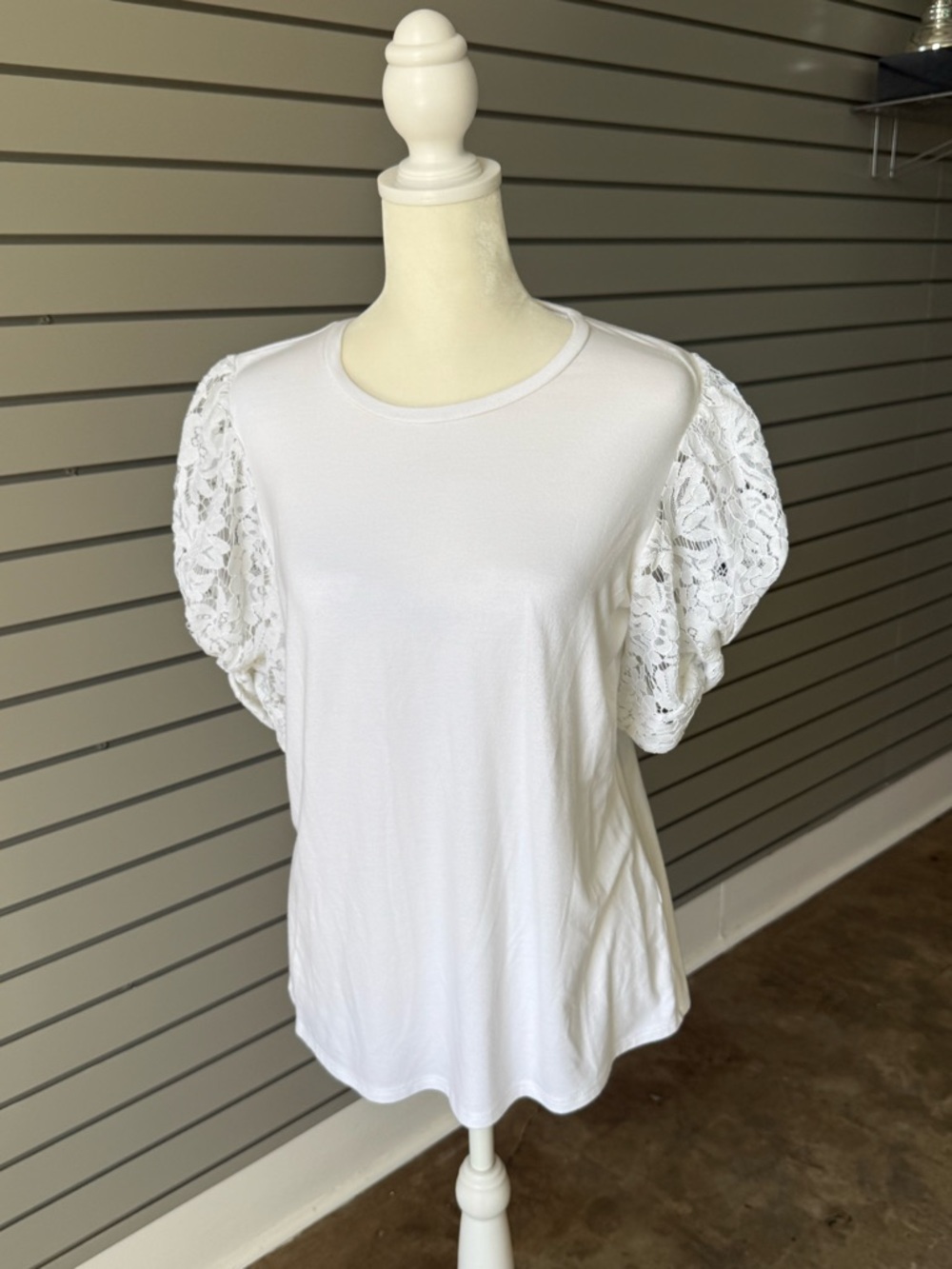 Generation Love White Lace Puff Sleeve Tee